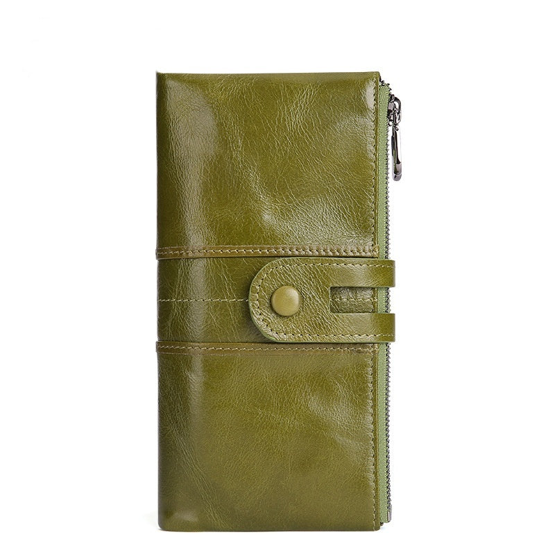 Portefeuille rétro en cuir pour femme, long et tendance, avec porte-monnaie RFID