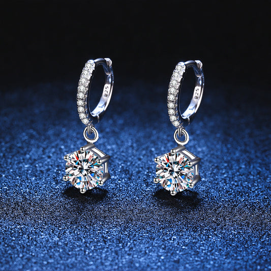 Boucles d'oreilles à six griffes en moissanite couleur D pour femmes