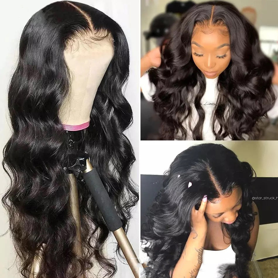 Perruques en cheveux humains ondulés avec dentelle frontale