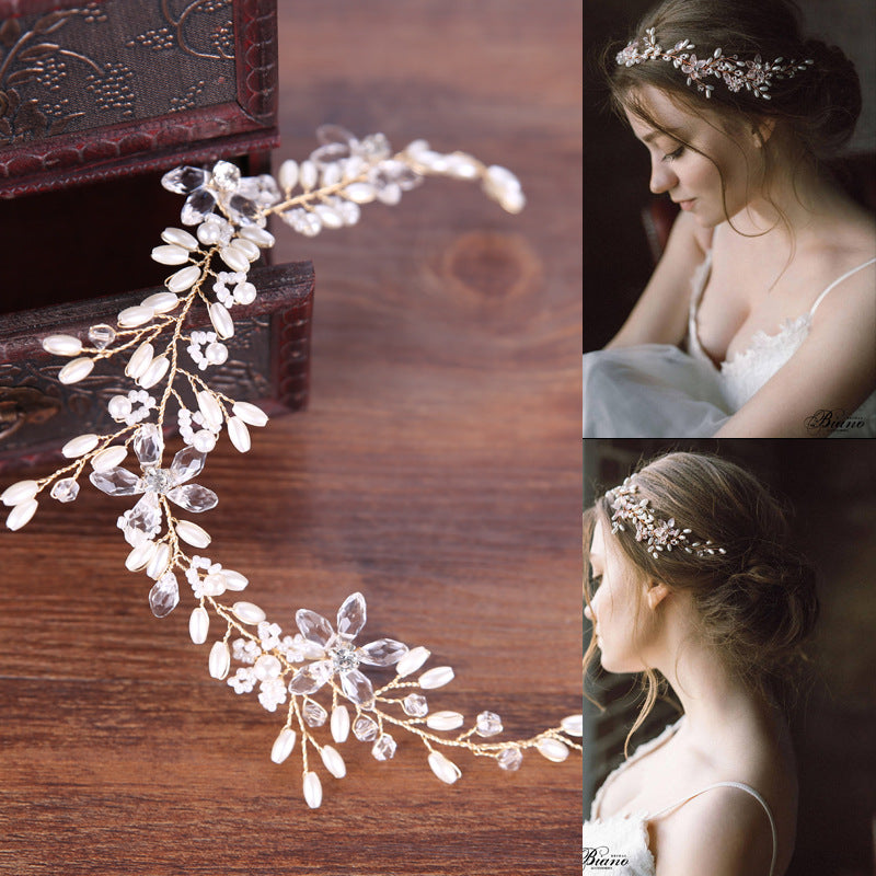 Serre-tête en perles blanches, accessoires de mariage, robe, coiffure de mariée