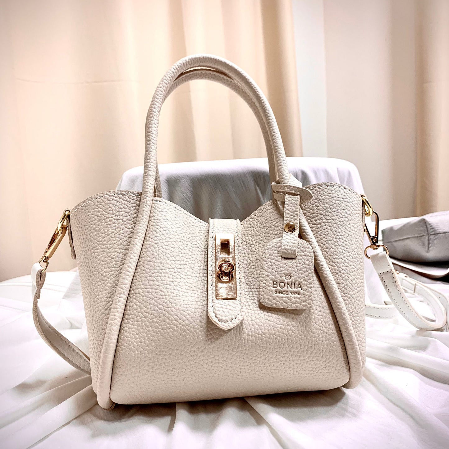 Sac fourre-tout portable en cuir souple à motif litchi