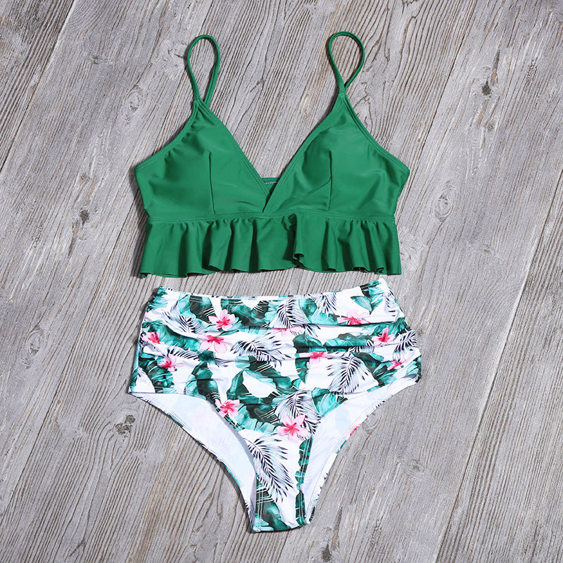 Maillot de bain imprimé tendance pour femme, à volants