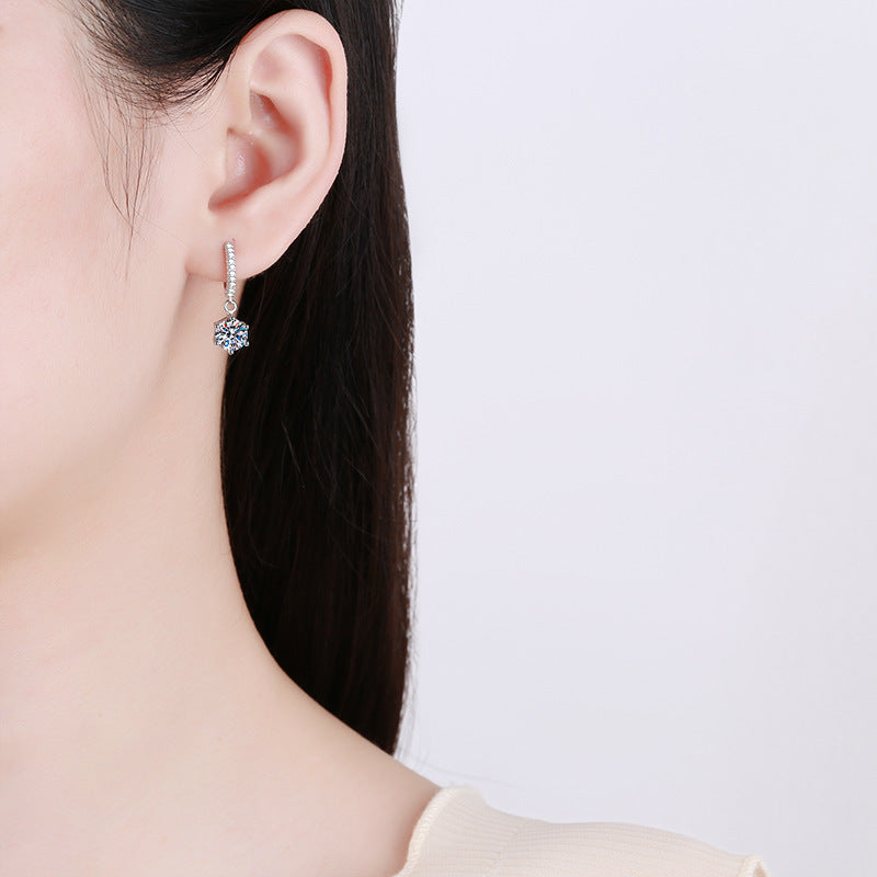 Boucles d'oreilles à six griffes en moissanite couleur D pour femmes