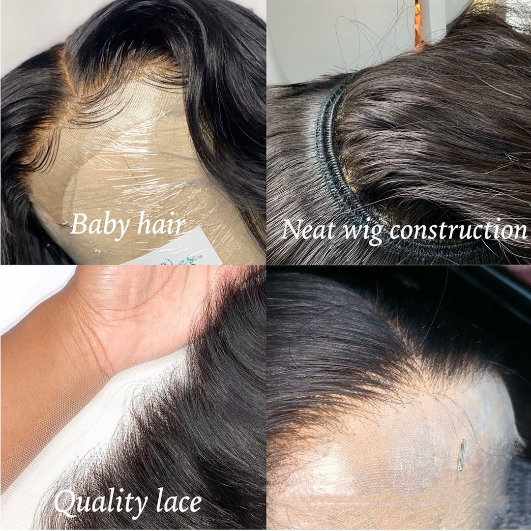 Perruques en cheveux humains ondulés avec dentelle frontale