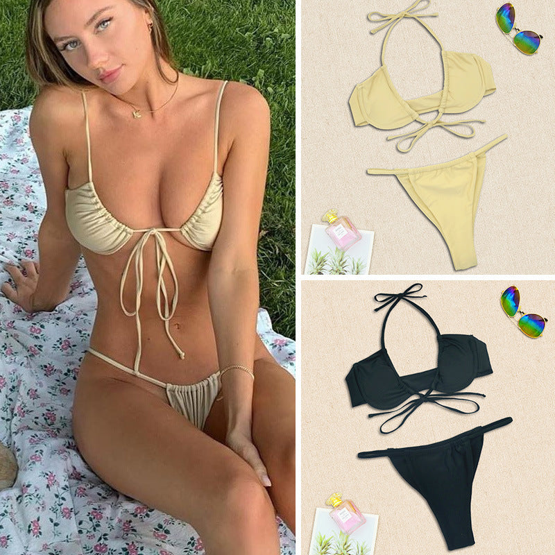 Maillot de bain bikini fendu tendance pour femme
