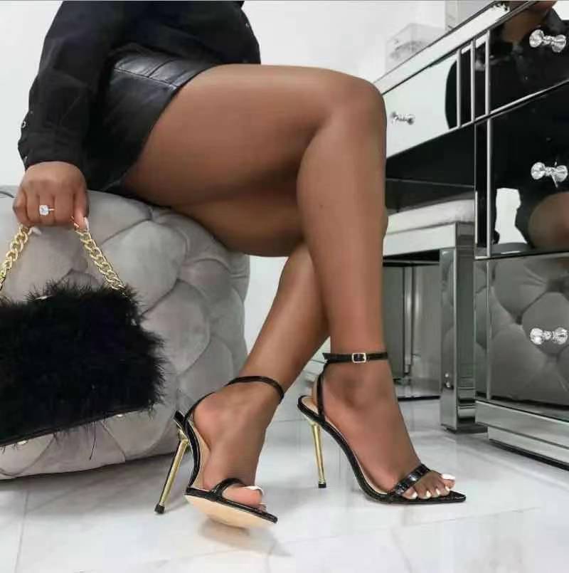 Sandales à talons aiguilles et bout pointu pour femmes, chaussures d'été