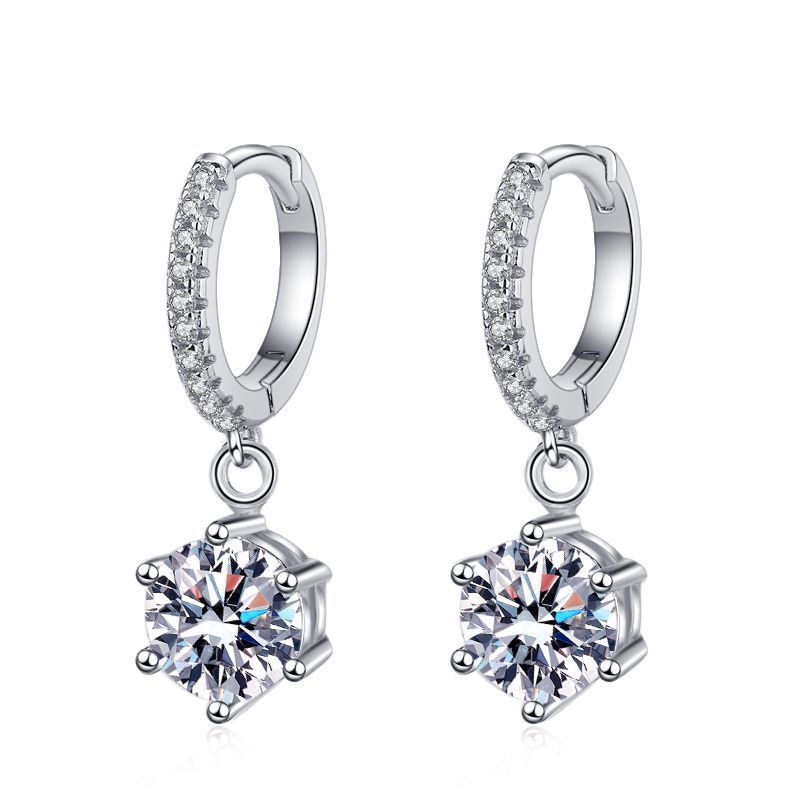 Boucles d'oreilles à six griffes en moissanite couleur D pour femmes