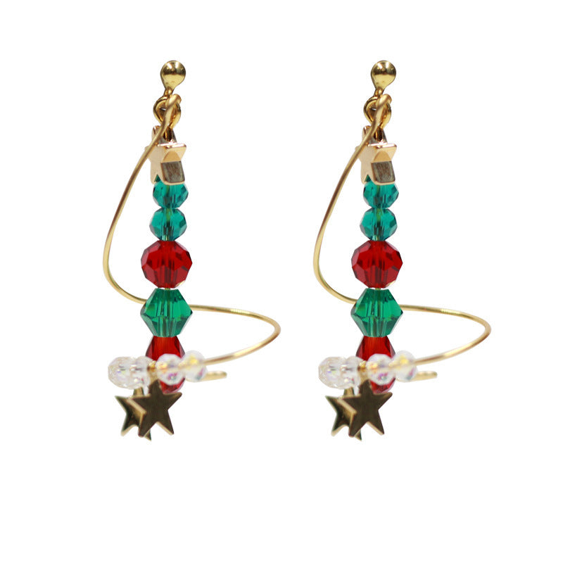 Boucles d'oreilles étoiles, clous d'oreilles, sapin de Noël, femme