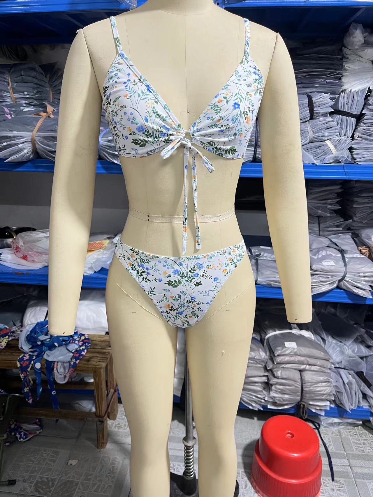 Maillot de bain bikini respirant à bandes pour femmes