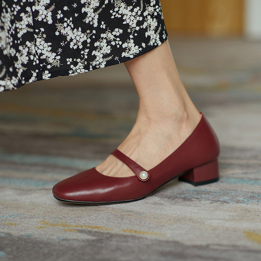 Chaussures rétro à talons épais pour femmes