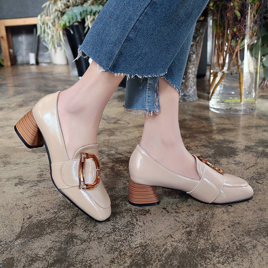 Chaussures simples à talons hauts pour femmes Chaussures souples à talons épais