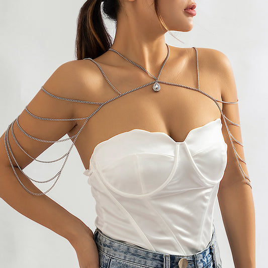 Collier en alliage avec gouttes simples et diamants