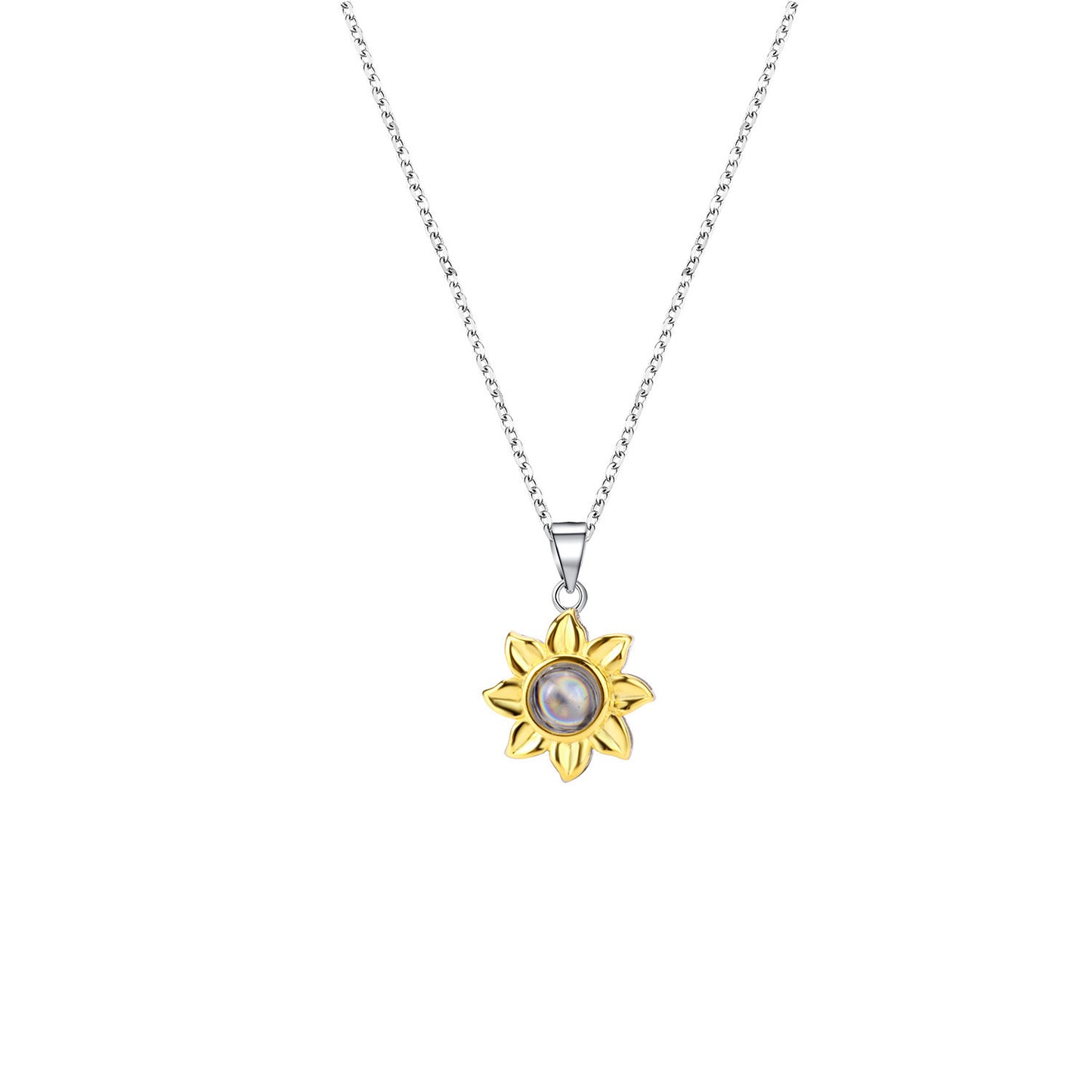 Collier projection de tournesol en argent S925 pour femme