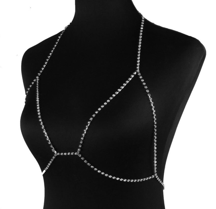 Collier de bijoux de corps en strass pour femme