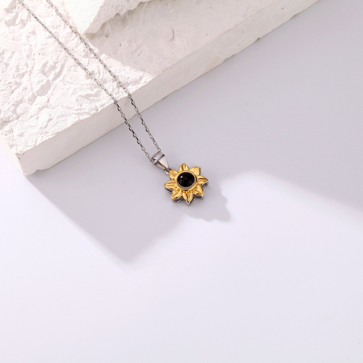 Collier projection de tournesol en argent S925 pour femme