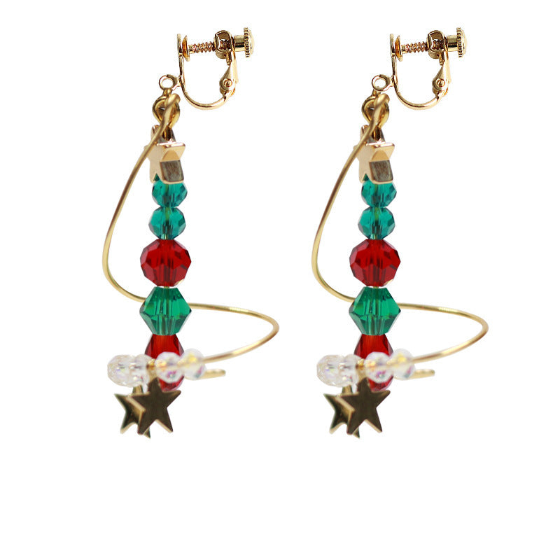 Boucles d'oreilles étoiles, clous d'oreilles, sapin de Noël, femme