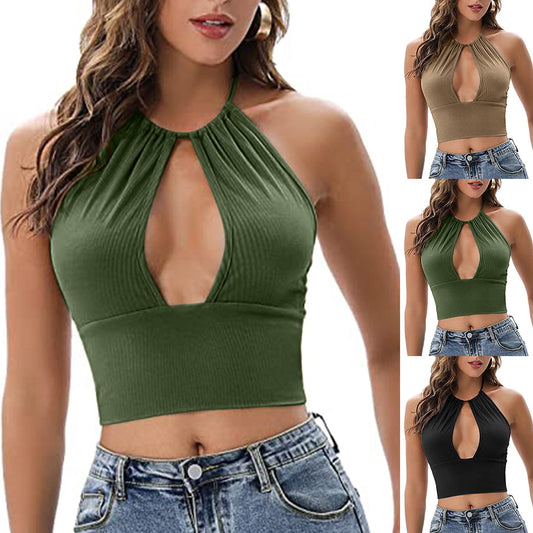 Camisole dos nu pour femme, haut ajouré sexy d'été