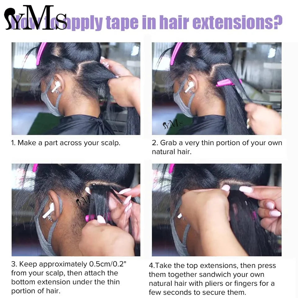 Extensions de cheveux à bande adhésive, cheveux humains ondulés YMS, cheveux indiens bruts, naturels, ondulés, sans couture, trame PU, pour femmes, pour salon