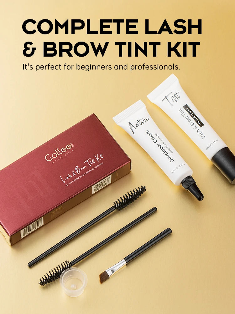 Nouveau kit de teinture pour sourcils Gollee 6 ml, kit de teinture pour cils noirs classiques naturels, semi-permanent et durable, kit de teinture pour cils étanche