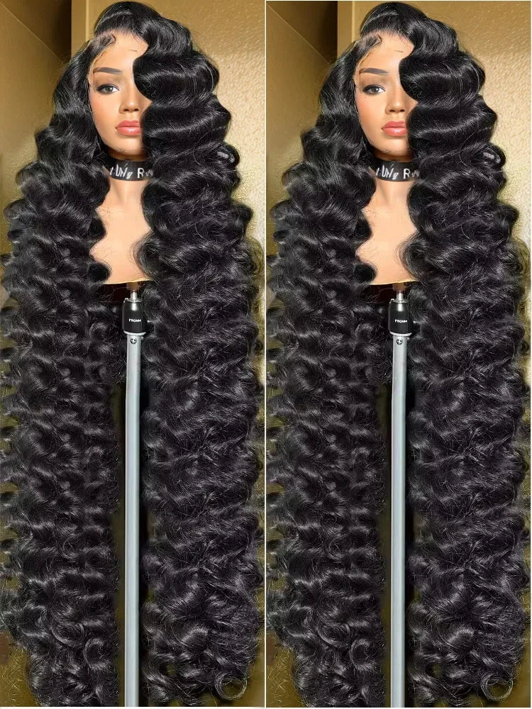 Perruques de cheveux humains indiens ondulés, 40 à 30 pouces, 13x4 et 13x6, densité 220, pour femmes