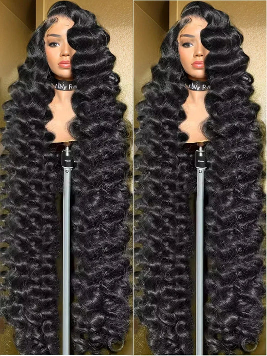 Perruques de cheveux humains indiens ondulés, 40 à 30 pouces, 13x4 et 13x6, densité 220, pour femmes