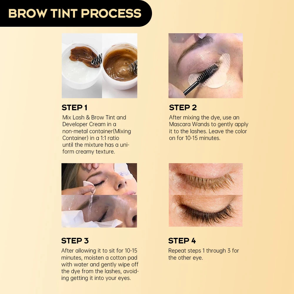 Nouveau kit de teinture pour sourcils Gollee 6 ml, kit de teinture pour cils noirs classiques naturels, semi-permanent et durable, kit de teinture pour cils étanche