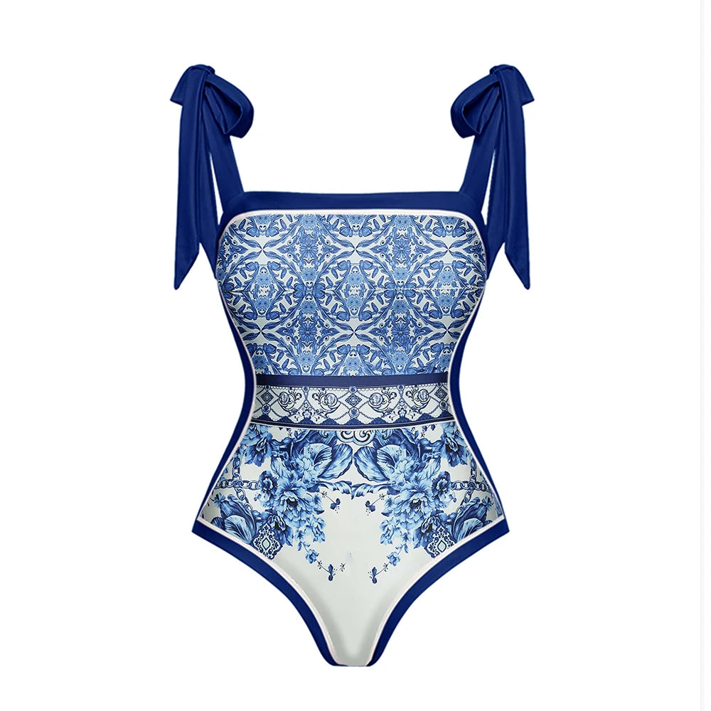 Maillot de bain et paréo imprimé vintage Flaxmaker 2025 pour femmes, élégant, sans manches, pour l'été