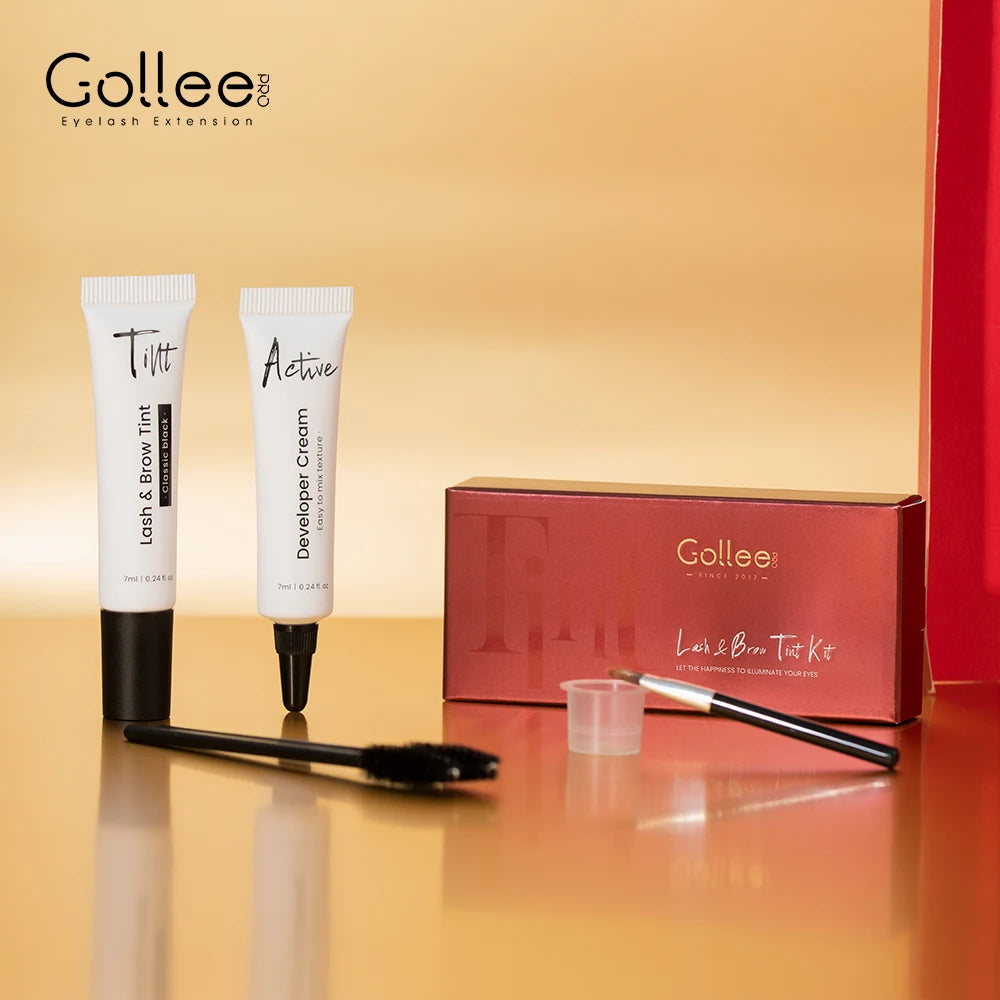 Nouveau kit de teinture pour sourcils Gollee 6 ml, kit de teinture pour cils noirs classiques naturels, semi-permanent et durable, kit de teinture pour cils étanche