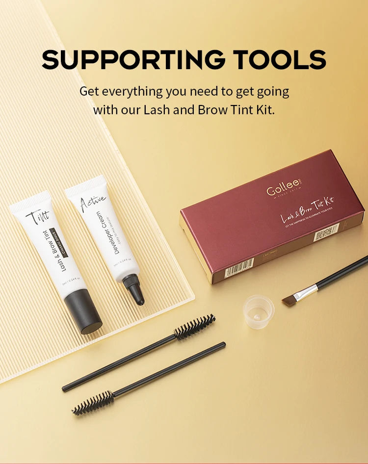 Nouveau kit de teinture pour sourcils Gollee 6 ml, kit de teinture pour cils noirs classiques naturels, semi-permanent et durable, kit de teinture pour cils étanche