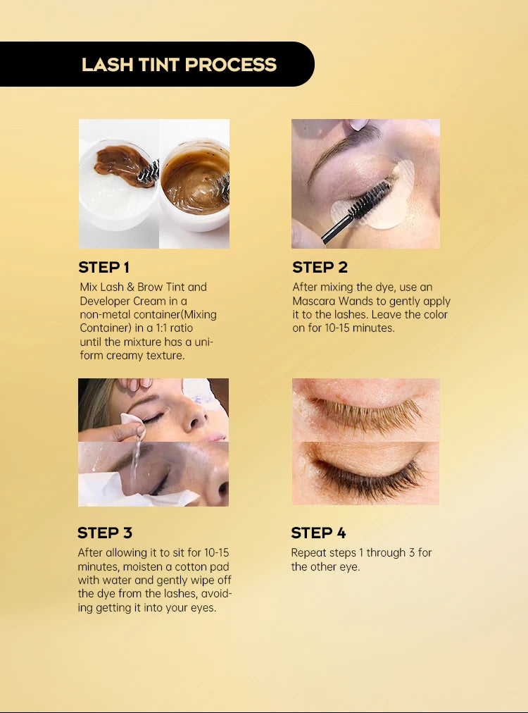 Nouveau kit de teinture pour sourcils Gollee 6 ml, kit de teinture pour cils noirs classiques naturels, semi-permanent et durable, kit de teinture pour cils étanche