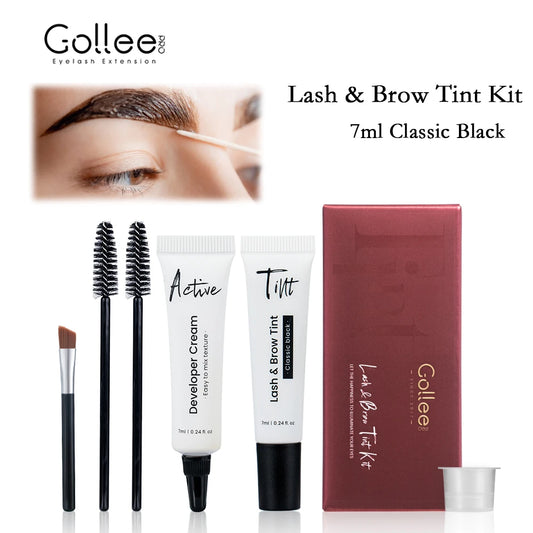 Nouveau kit de teinture pour sourcils Gollee 6 ml, kit de teinture pour cils noirs classiques naturels, semi-permanent et durable, kit de teinture pour cils étanche