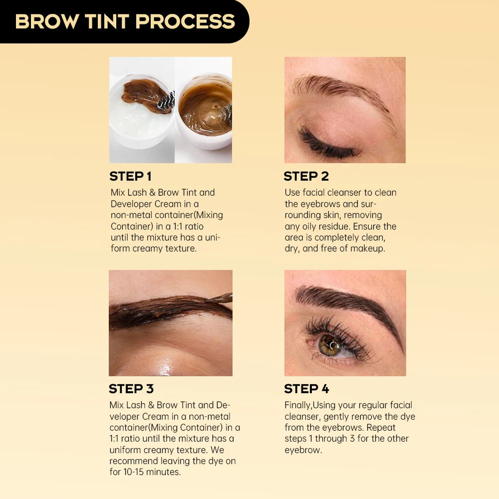 Nouveau kit de teinture pour sourcils Gollee 6 ml, kit de teinture pour cils noirs classiques naturels, semi-permanent et durable, kit de teinture pour cils étanche