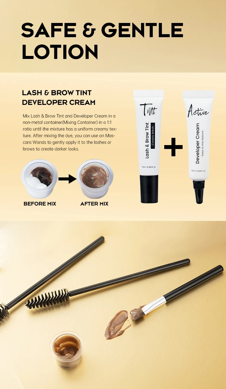Nouveau kit de teinture pour sourcils Gollee 6 ml, kit de teinture pour cils noirs classiques naturels, semi-permanent et durable, kit de teinture pour cils étanche