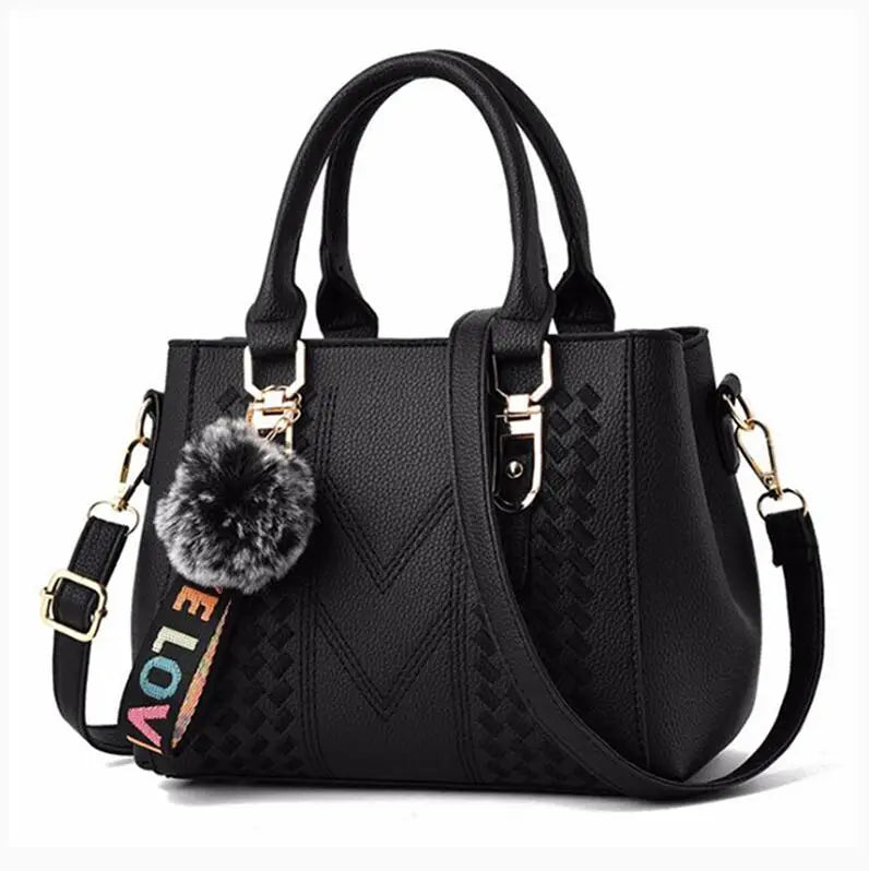 Sacs messager brodés pour femmes, sacs à main en cuir, sacs pour femmes, sac à main pour dames, sac à main en boule de poils