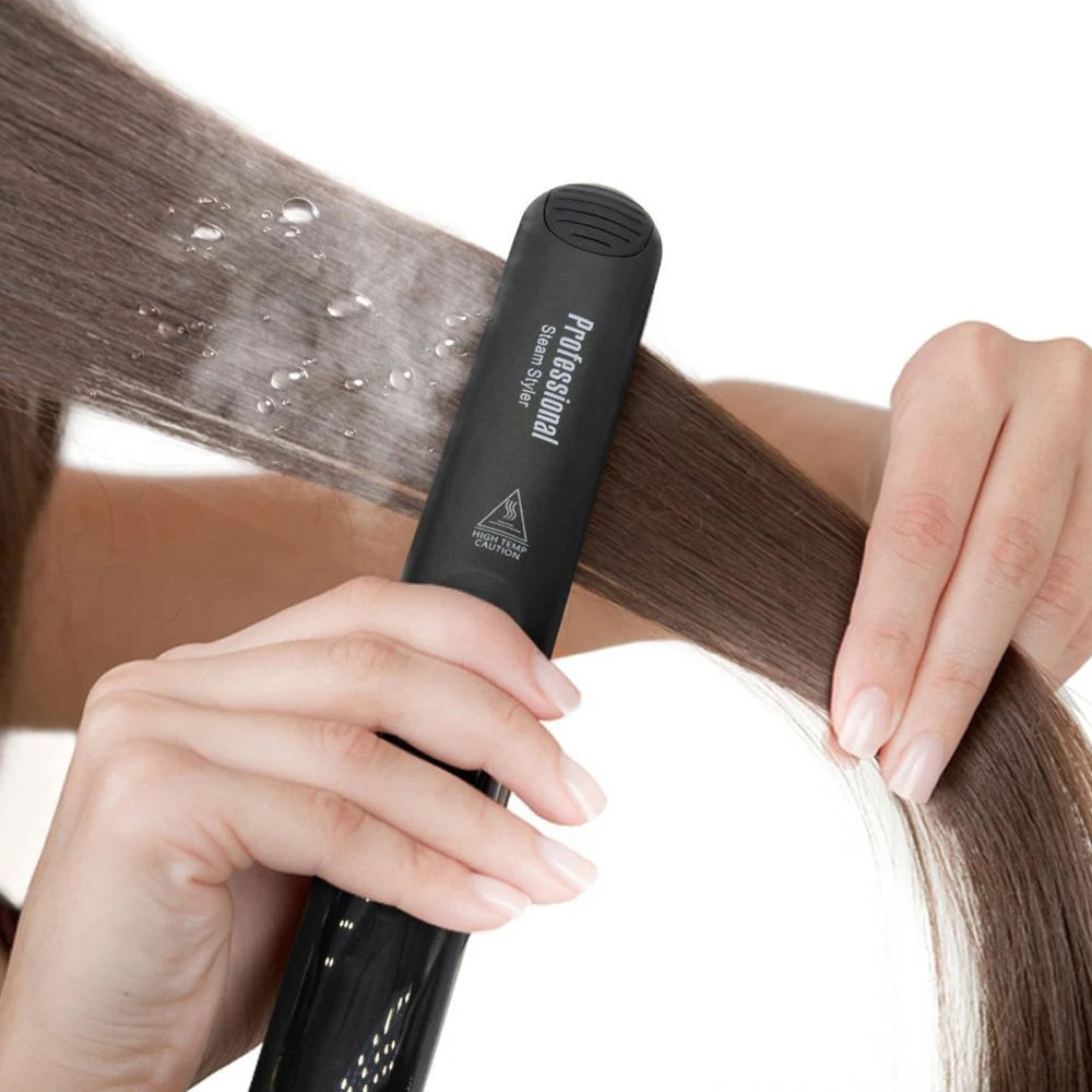 Fer à lisser professionnel à vapeur en céramique, chauffage rapide à 233 °C, traitement à l'huile d'argan, outils de soins capillaires