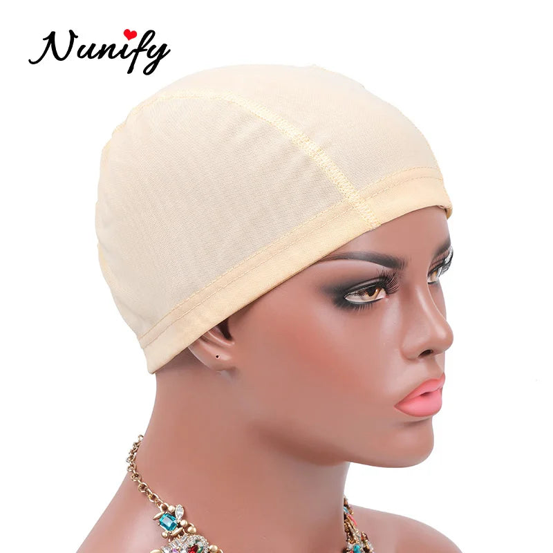 Nunify Lot de 6 filets à cheveux en maille sans colle pour perruques, bonnets de perruque bon marché pour la fabrication de perruques, filet en élasthanne, bonnet de perruque élastique en forme de dôme