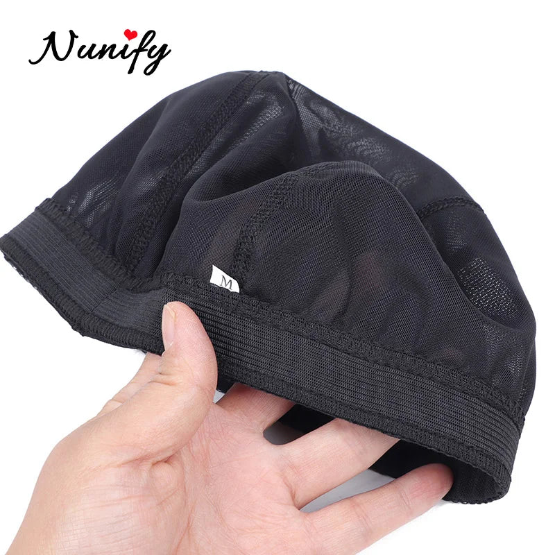 Nunify Lot de 6 filets à cheveux en maille sans colle pour perruques, bonnets de perruque bon marché pour la fabrication de perruques, filet en élasthanne, bonnet de perruque élastique en forme de dôme