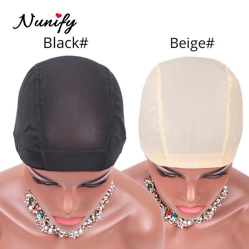 Nunify Lot de 6 filets à cheveux en maille sans colle pour perruques, bonnets de perruque bon marché pour la fabrication de perruques, filet en élasthanne, bonnet de perruque élastique en forme de dôme