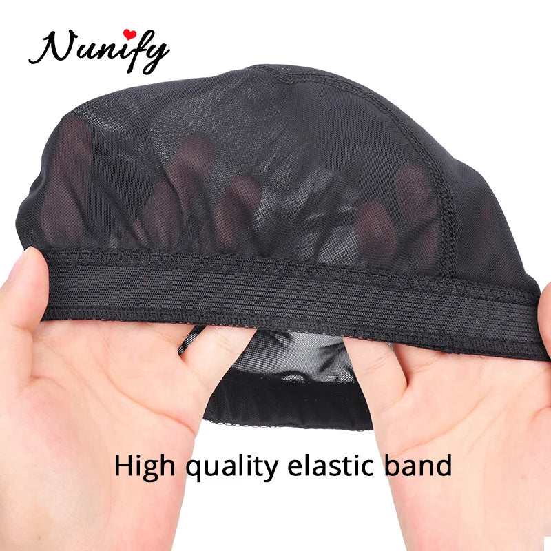 Nunify Lot de 6 filets à cheveux en maille sans colle pour perruques, bonnets de perruque bon marché pour la fabrication de perruques, filet en élasthanne, bonnet de perruque élastique en forme de dôme