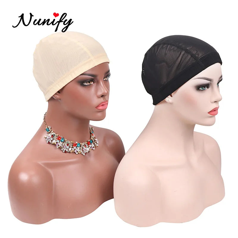 Nunify Lot de 6 filets à cheveux en maille sans colle pour perruques, bonnets de perruque bon marché pour la fabrication de perruques, filet en élasthanne, bonnet de perruque élastique en forme de dôme