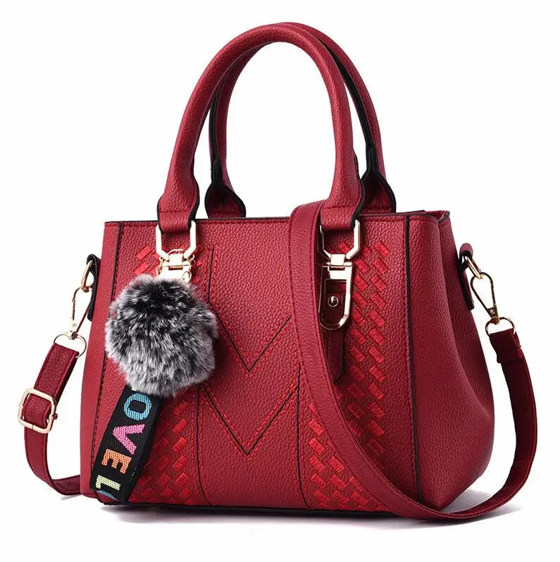 Sacs messager brodés pour femmes, sacs à main en cuir, sacs pour femmes, sac à main pour dames, sac à main en boule de poils