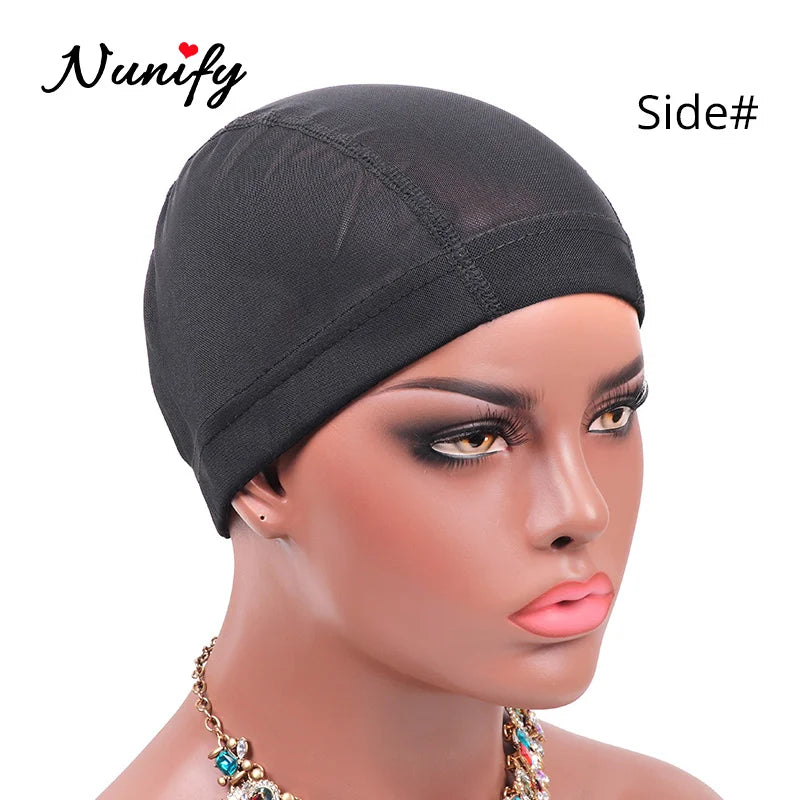Nunify Lot de 6 filets à cheveux en maille sans colle pour perruques, bonnets de perruque bon marché pour la fabrication de perruques, filet en élasthanne, bonnet de perruque élastique en forme de dôme