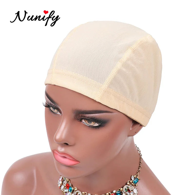 Nunify Lot de 6 filets à cheveux en maille sans colle pour perruques, bonnets de perruque bon marché pour la fabrication de perruques, filet en élasthanne, bonnet de perruque élastique en forme de dôme
