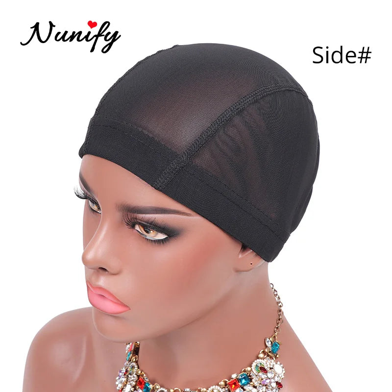 Nunify Lot de 6 filets à cheveux en maille sans colle pour perruques, bonnets de perruque bon marché pour la fabrication de perruques, filet en élasthanne, bonnet de perruque élastique en forme de dôme
