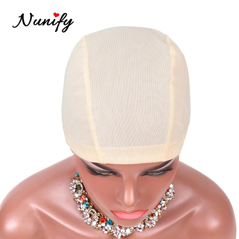 Nunify Lot de 6 filets à cheveux en maille sans colle pour perruques, bonnets de perruque bon marché pour la fabrication de perruques, filet en élasthanne, bonnet de perruque élastique en forme de dôme