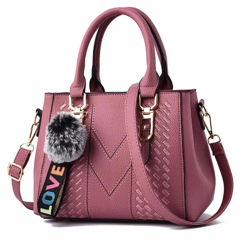 Sacs messager brodés pour femmes, sacs à main en cuir, sacs pour femmes, sac à main pour dames, sac à main en boule de poils