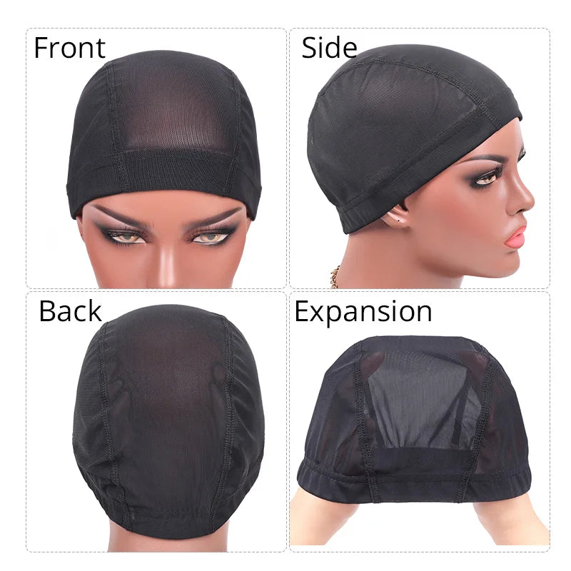 Nunify Lot de 6 filets à cheveux en maille sans colle pour perruques, bonnets de perruque bon marché pour la fabrication de perruques, filet en élasthanne, bonnet de perruque élastique en forme de dôme