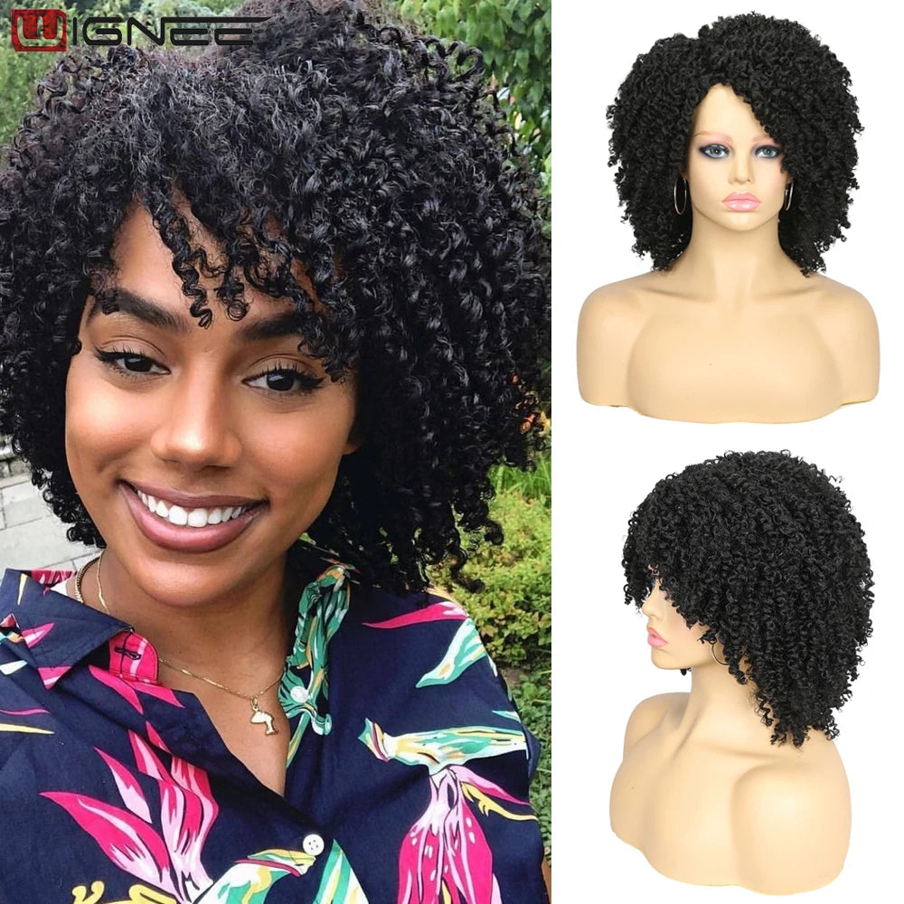 Perruque courte bouclée crépue avec raie sur le côté, cheveux synthétiques, perruques pour femmes, perruque bordeaux avec raie sur le côté, perruque noire