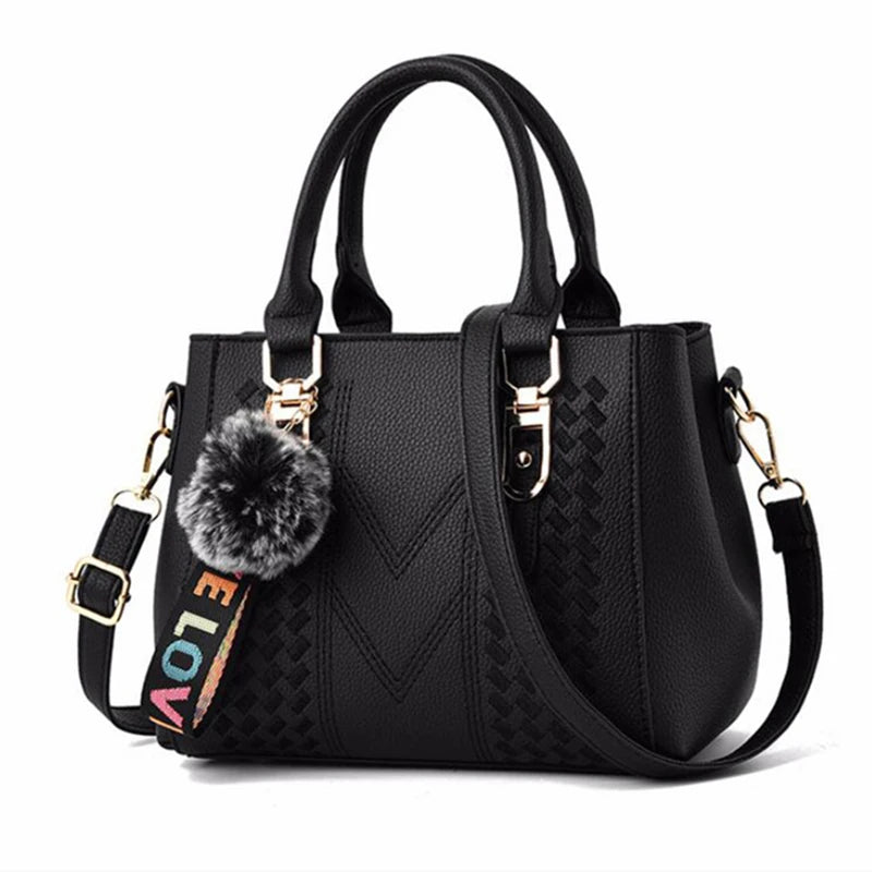 Sacs messager brodés pour femmes, sacs à main en cuir, sacs pour femmes, sac à main pour dames, sac à main en boule de poils