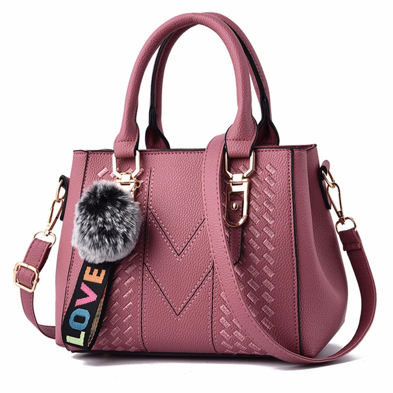 Sacs messager brodés pour femmes, sacs à main en cuir, sacs pour femmes, sac à main pour dames, sac à main en boule de poils